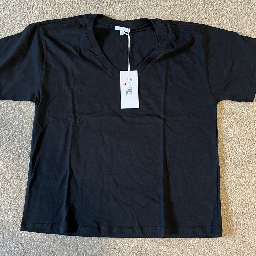 NWT Johnny Was Organic Cotton Drop Shoulder Tee, Black, Large